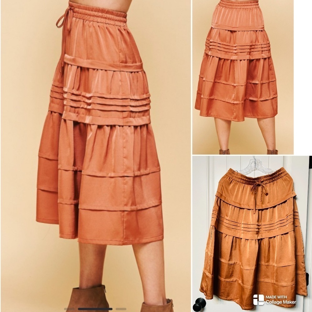Anthropologie Pinch Women's Tiered Copper Skirt